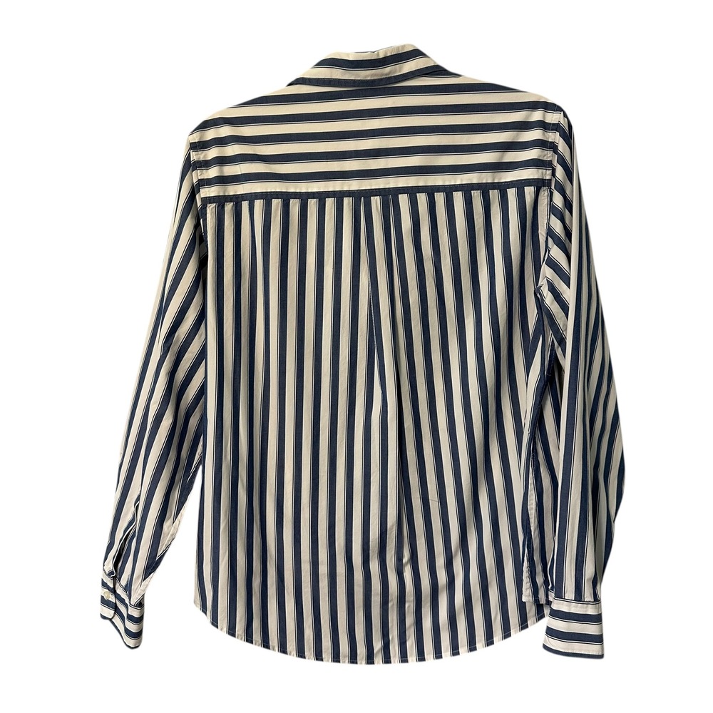 GAP Women's Blue White Stripe Perfect Shirt Superfine Poplin Button Down Top‎ L - Picture 6 of 9
